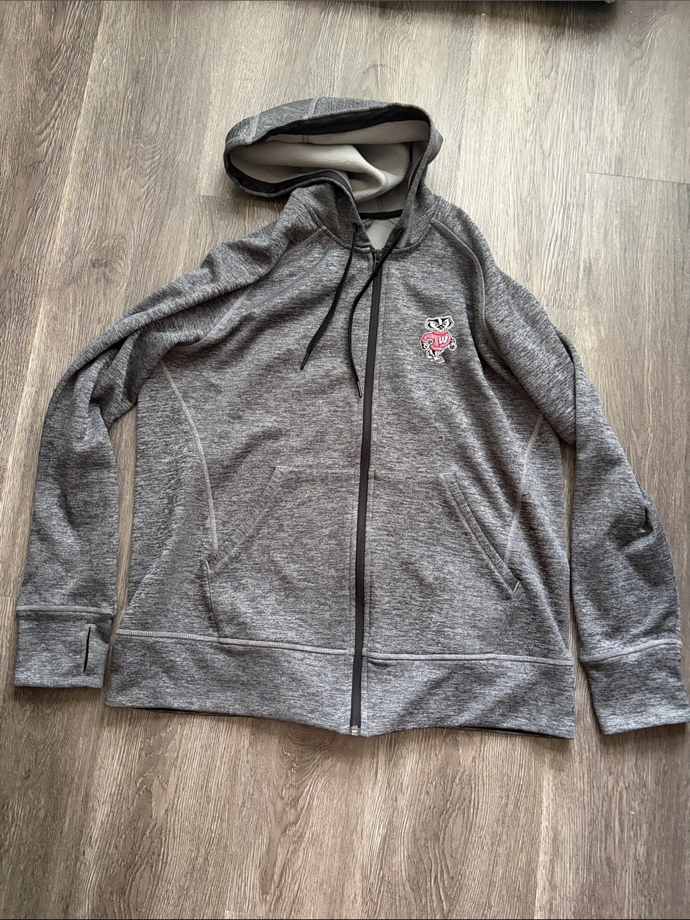 adidas Gray Climawarm Fleece Pullover with Logo